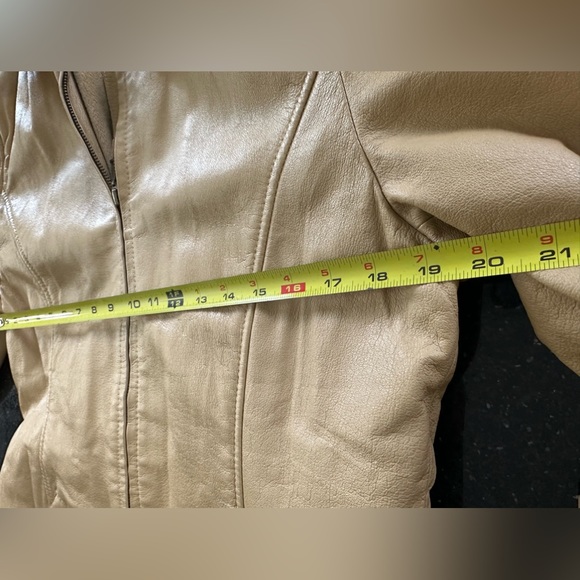 SERGIO VADDUCCI Leather Jacket Coat ZIP BELTED Removable Lining TAN Woman’s L - Picture 7 of 12